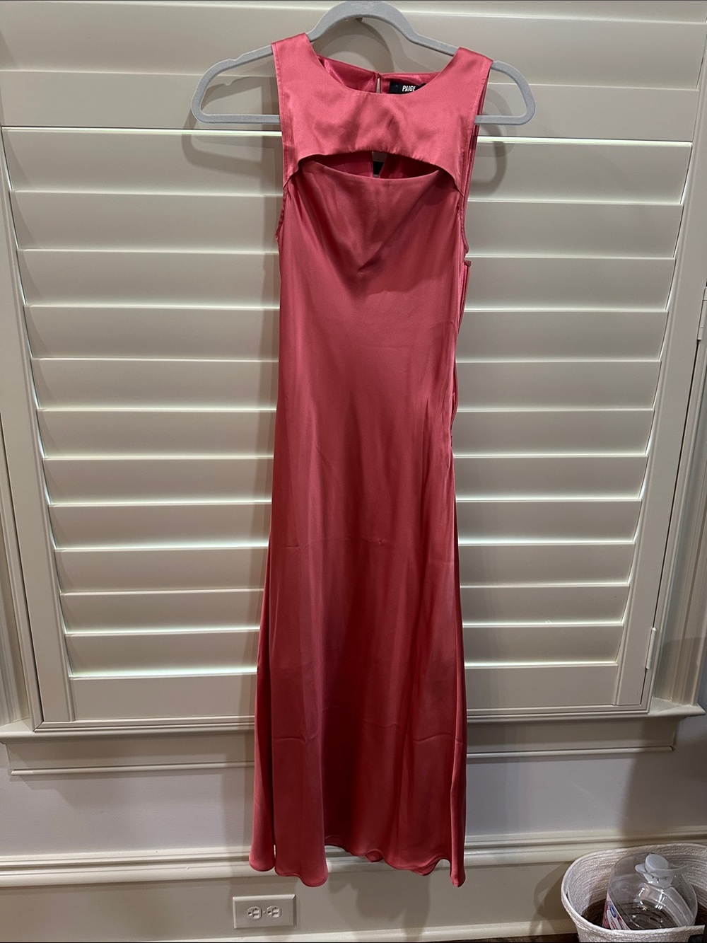 Sleeveless Coral Pink Paige Satin Midi Dress